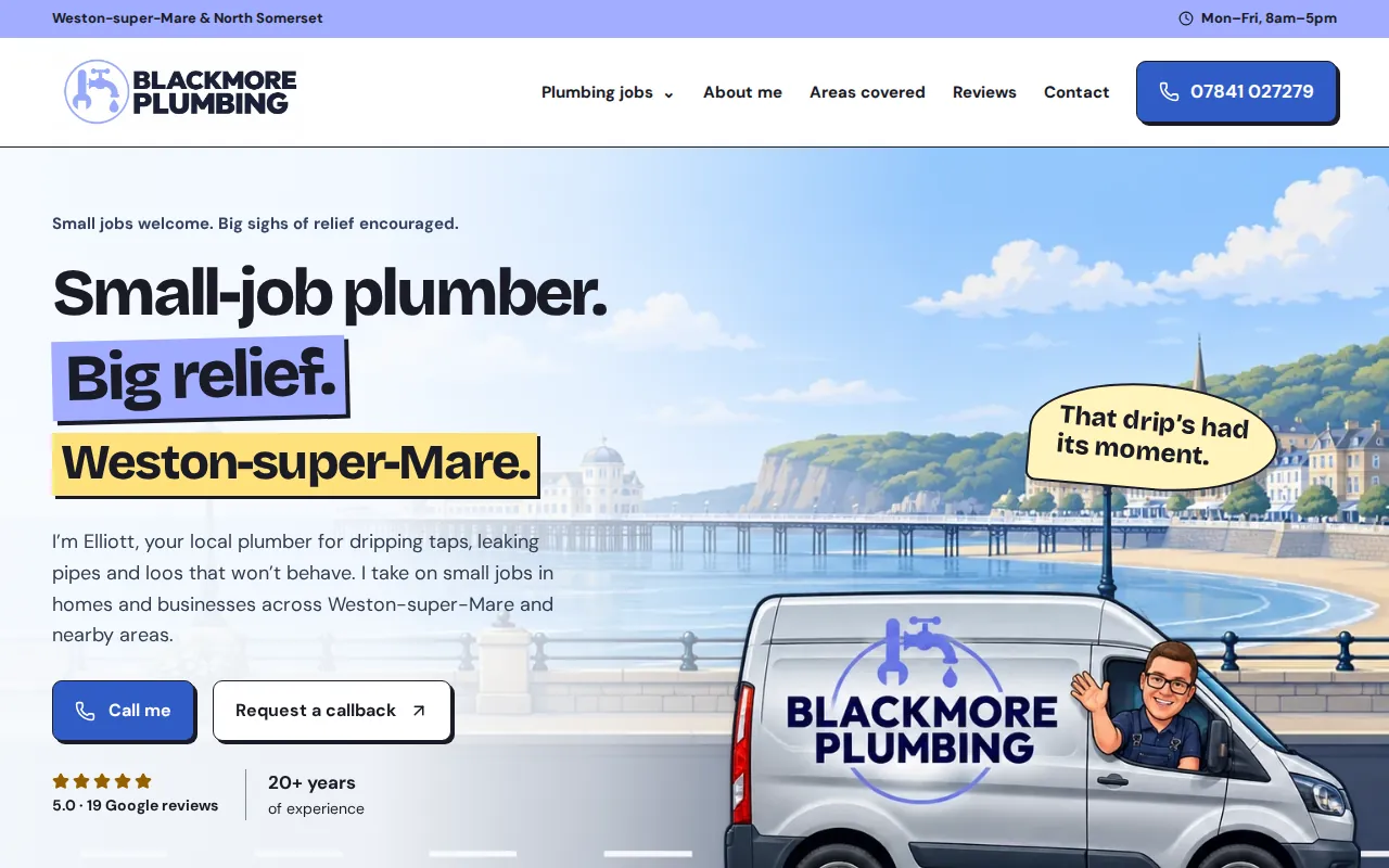 Homepage of the Blackmore Plumbing website