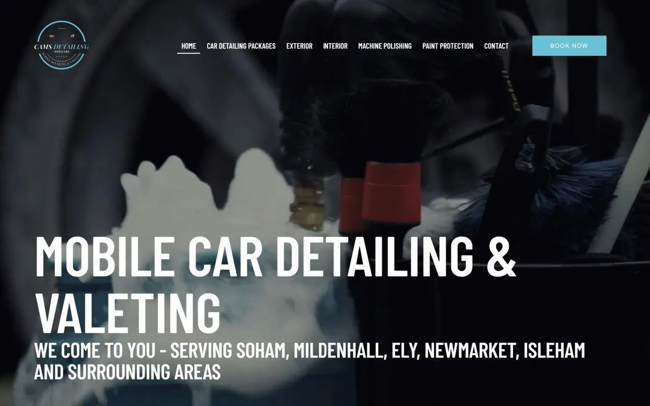 Homepage of the Cam's Detailing website